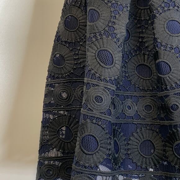 Maje Rodeo Lace Mini Dress High Neck Pleated Gothic Black Blue - Picture 9 of 15